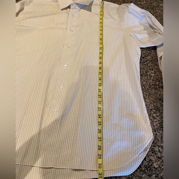 Brioni Men's Cream/Tan Striped Shirt with French Cuff’s  Size 17 Neck 43R - Picture 5 of 8